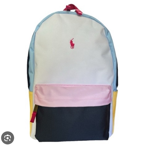 Polo Ralph Lauren Multi-Color Color Blocked Backpack, Women, Girls, Teens - Picture 1 of 7